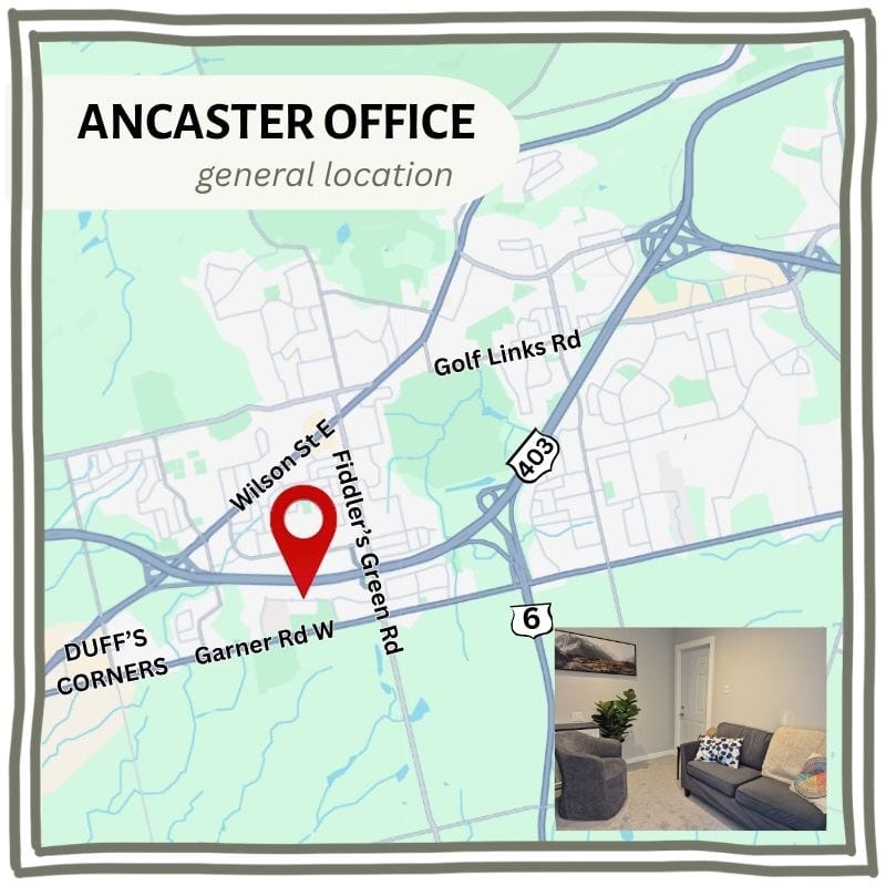 General location map for The Well Counselling's Ancaster office