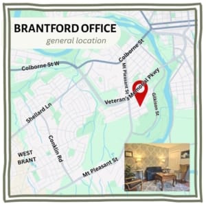 General location map for The Well Counselling's Brantford office